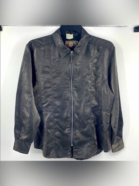 Vintage y2k Joop! Metallic Silver Oversized Jacket Shacket Shirt Size Medium